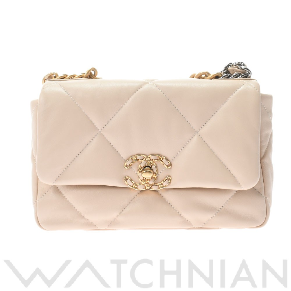 シャネル / CHANEL CHANEL19 ハンドバッグ ベージュ/ゴールド/シルバー