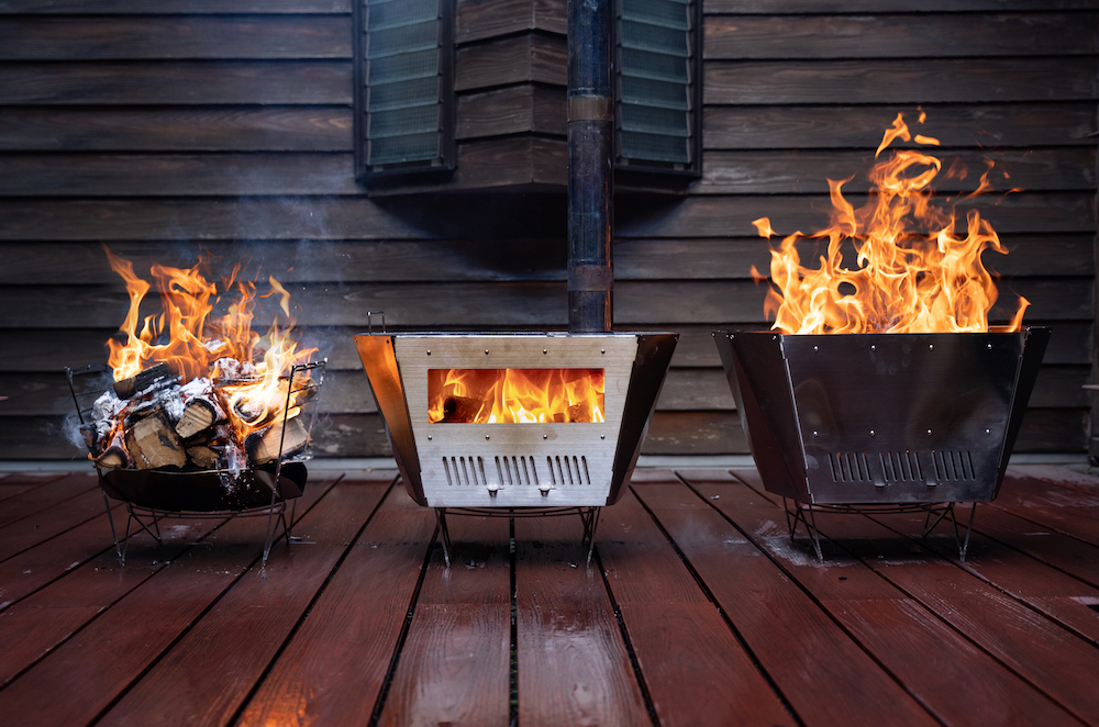 自由調節 2-4人用 多役 アウトドア 薪ストーブ 焚き火台 A4サイズ 自由