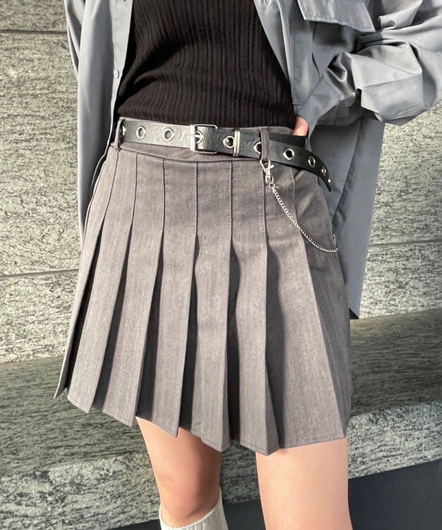 ベルト付きチェーンプリーツミニスカート – WEGO ONLINE STORE