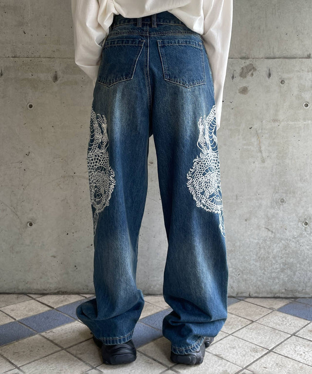 ドラゴン刺繍デニムパンツ – WEGO ONLINE STORE