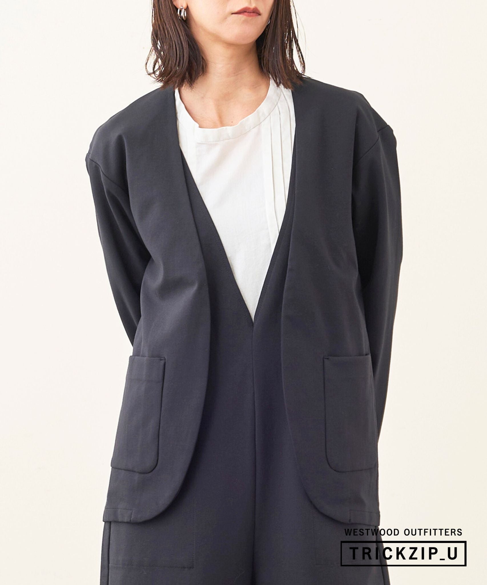 WWO きれいめポンチのビッグノーカラージャケット(ユニセックス