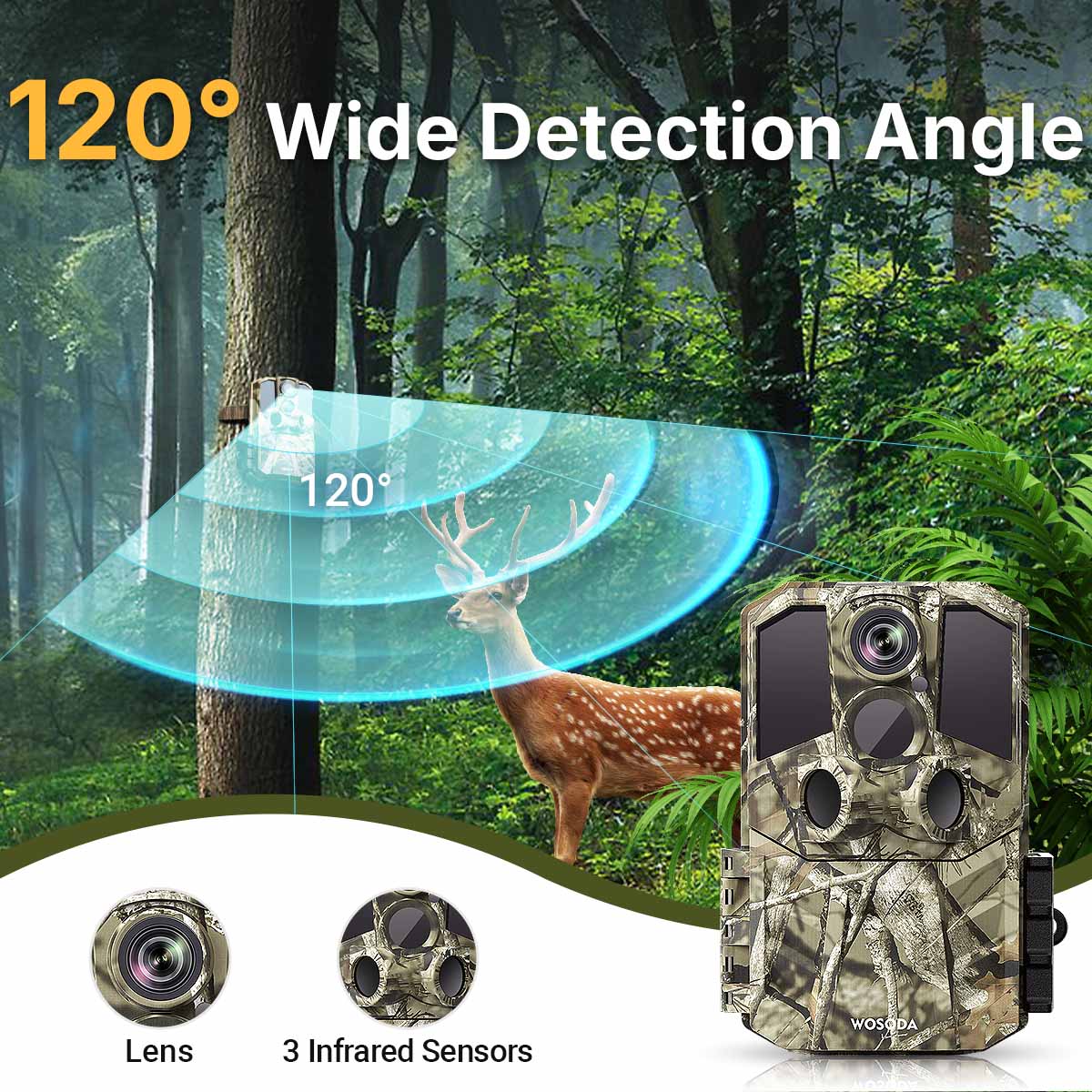 WOSPORTS G300 Trail Camera | Wildlife Camera with Night Vision