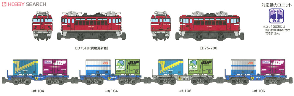 Bトレインショーティー コンテナ貨物列車 (ED75形) (6両セット) (鉄道