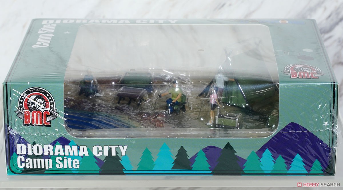 ジオラマシティ-004 キャンプ場 グリーンテント (ミニカー) - ホビー