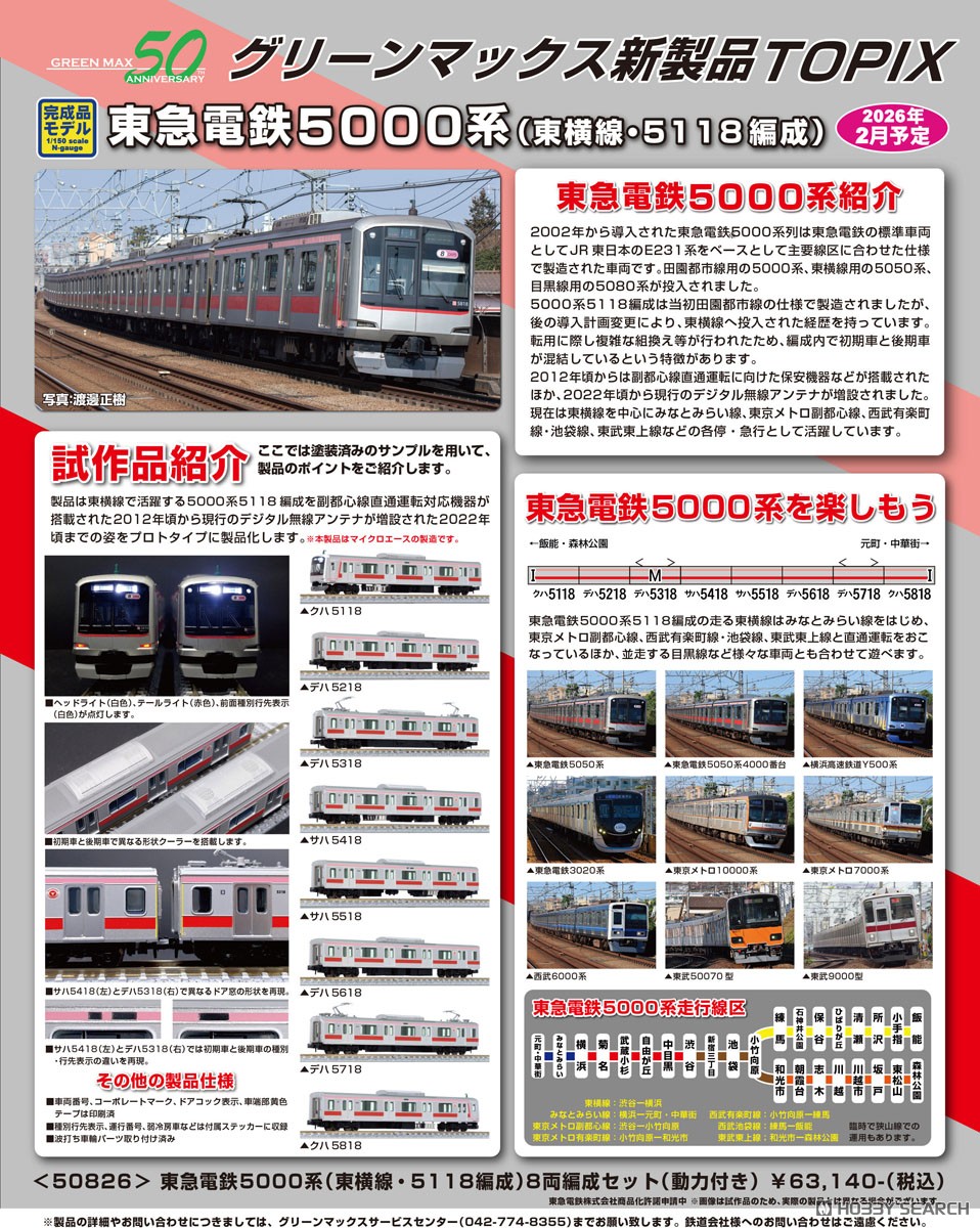 東急電鉄5000系 (東横線・5118編成) 8両編成セット (動力付き) (8両