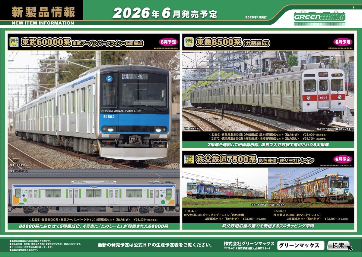 東急電鉄8500系 (分割編成) 増結5両編成セット (動力無し) (増結・5両