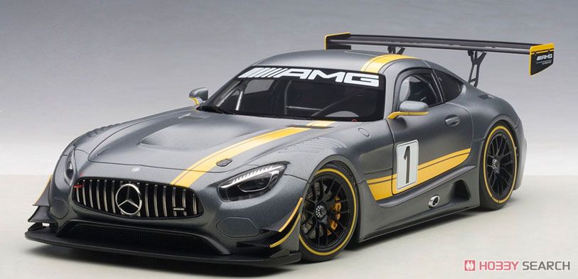 Mercedes-AMG GT3 Presentation Car (Gray/Yellow Stripe) (Diecast
