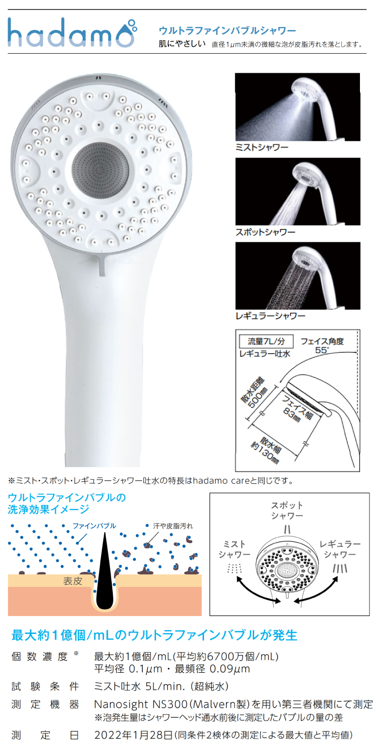 シャワーヘッド hadomo レギュラー ホワイト KVK [ZS370S-2] 白ホース