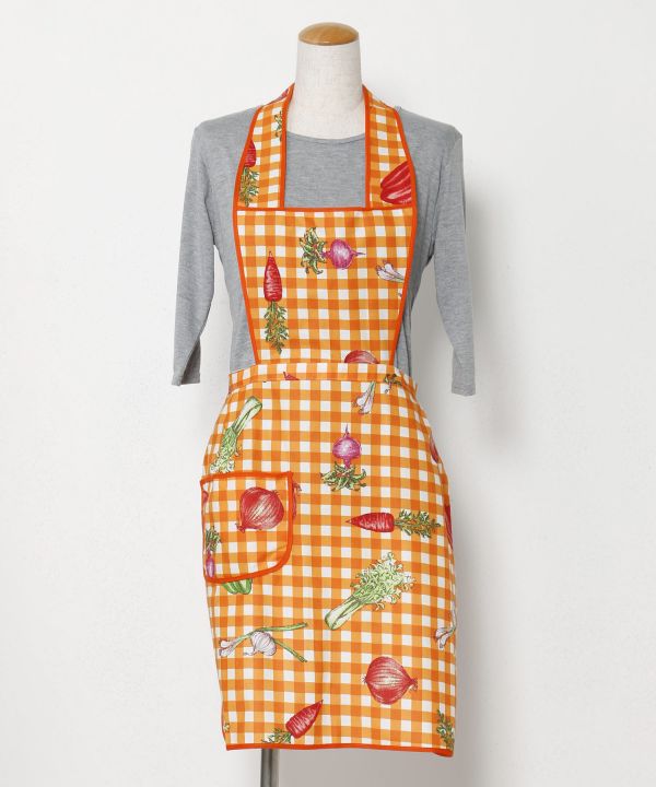 Fromイタリア】チェックベジエプロン(ORANGE): 『欧州航路』