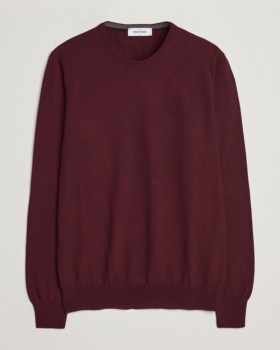 Gran Sasso Merino Fashion Fit Crew Neck Pullover Burgundy at