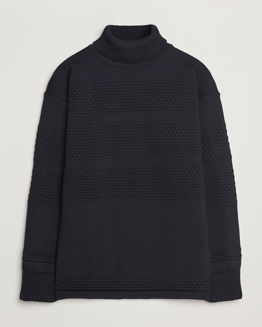 Lyle & Scott Cotton/Merino Turtleneck Dark Navy at CareOfCarl.com