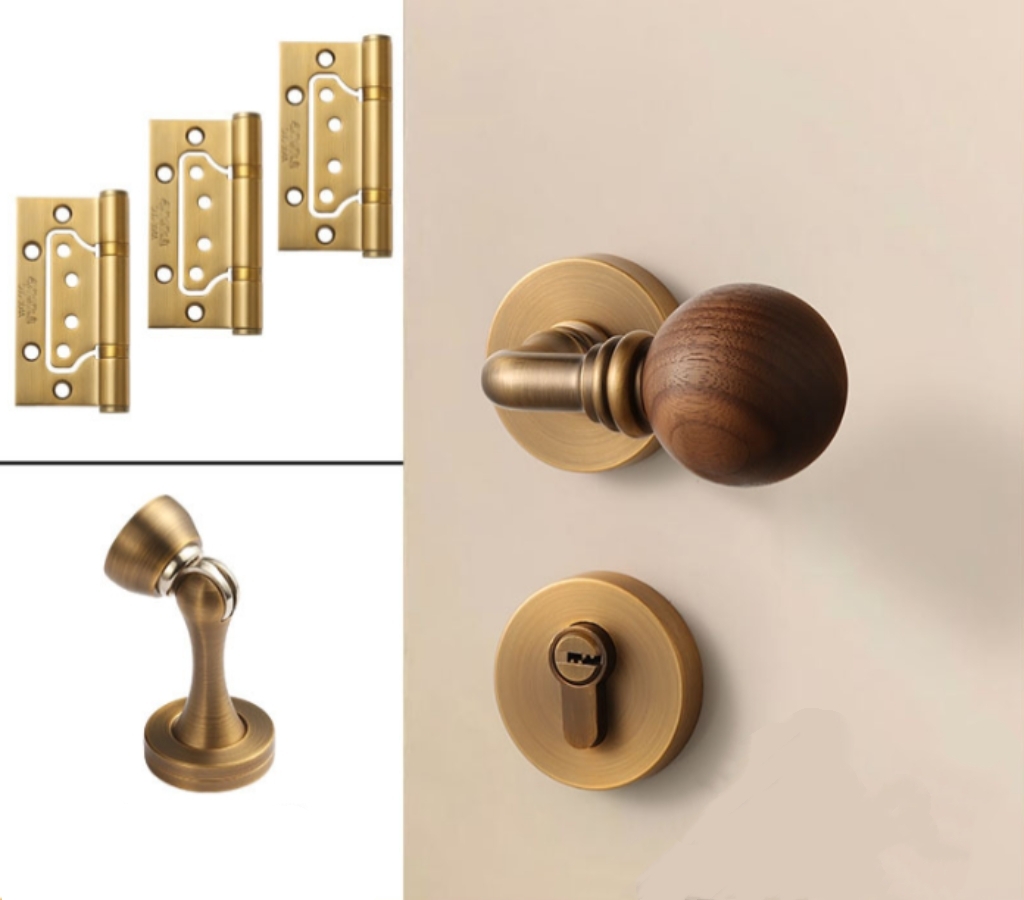 Bronze bedroom door lock Interior split magnetic mute door handle