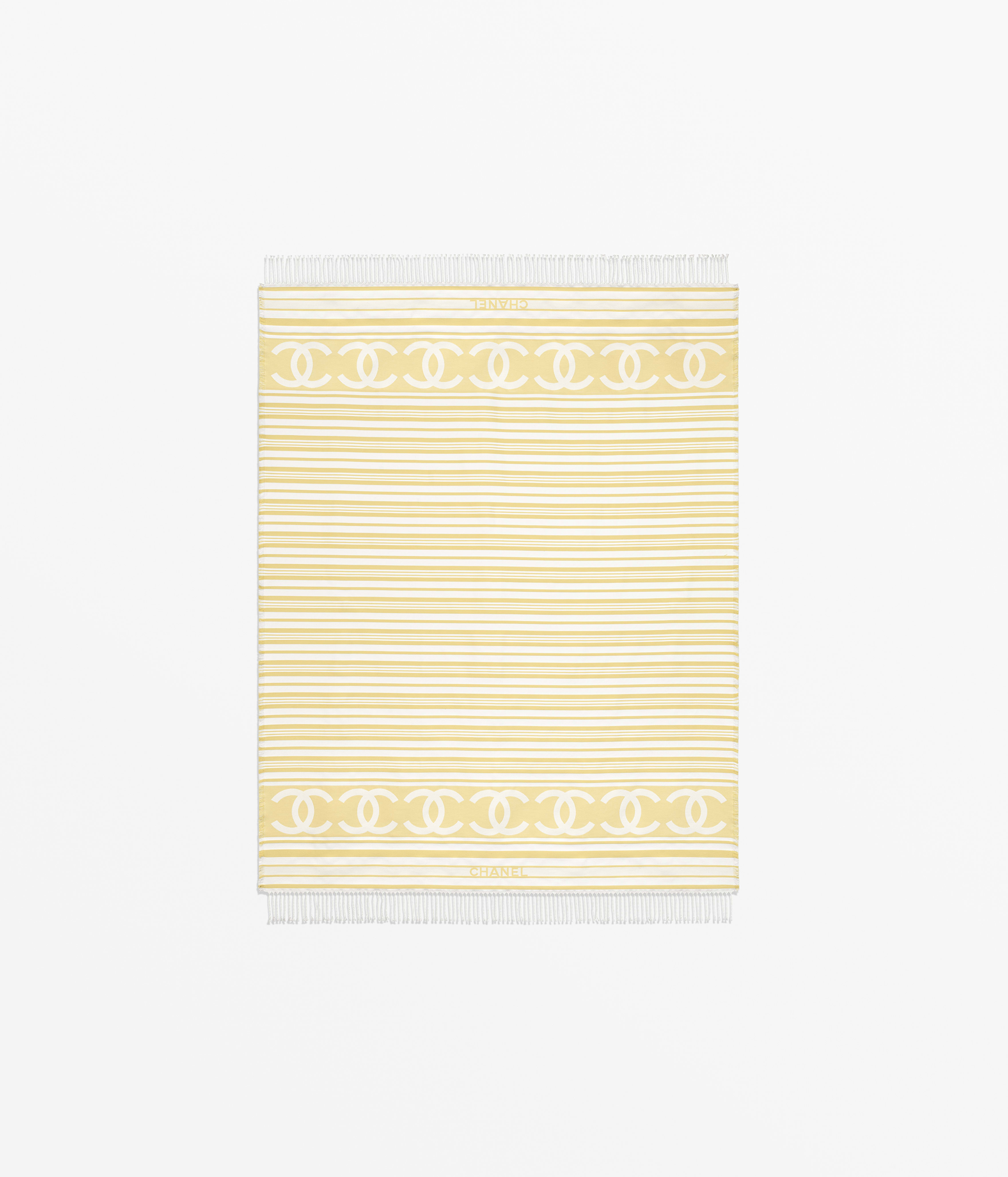 ビーチ タオル - コットン、ホワイト & イエロー — ファッション