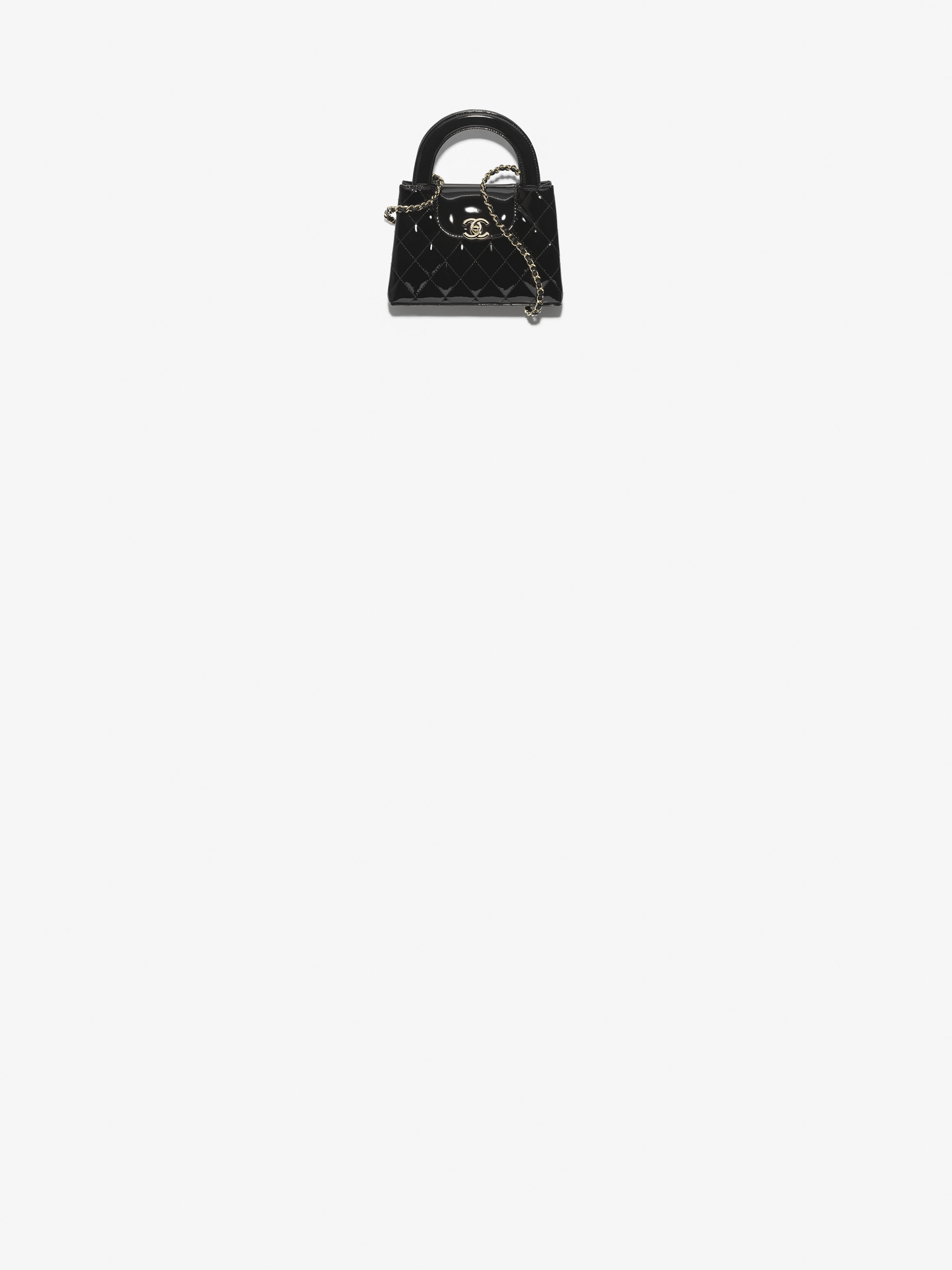 ミニ ショッピング バッグ、ミラー カーフスキン、ブラック