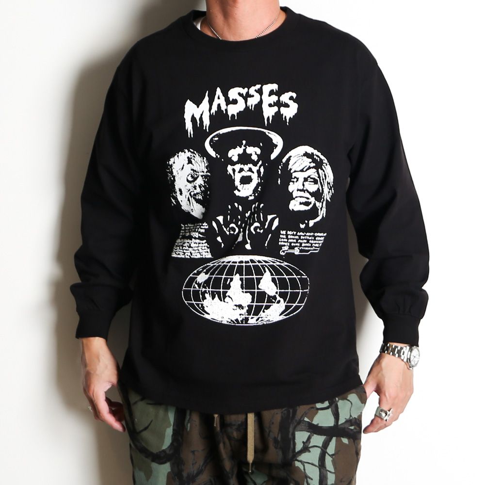 MASSES - T-SHIRT L/S GLOBE - BLACK / ロングスリーブ Tシャツ