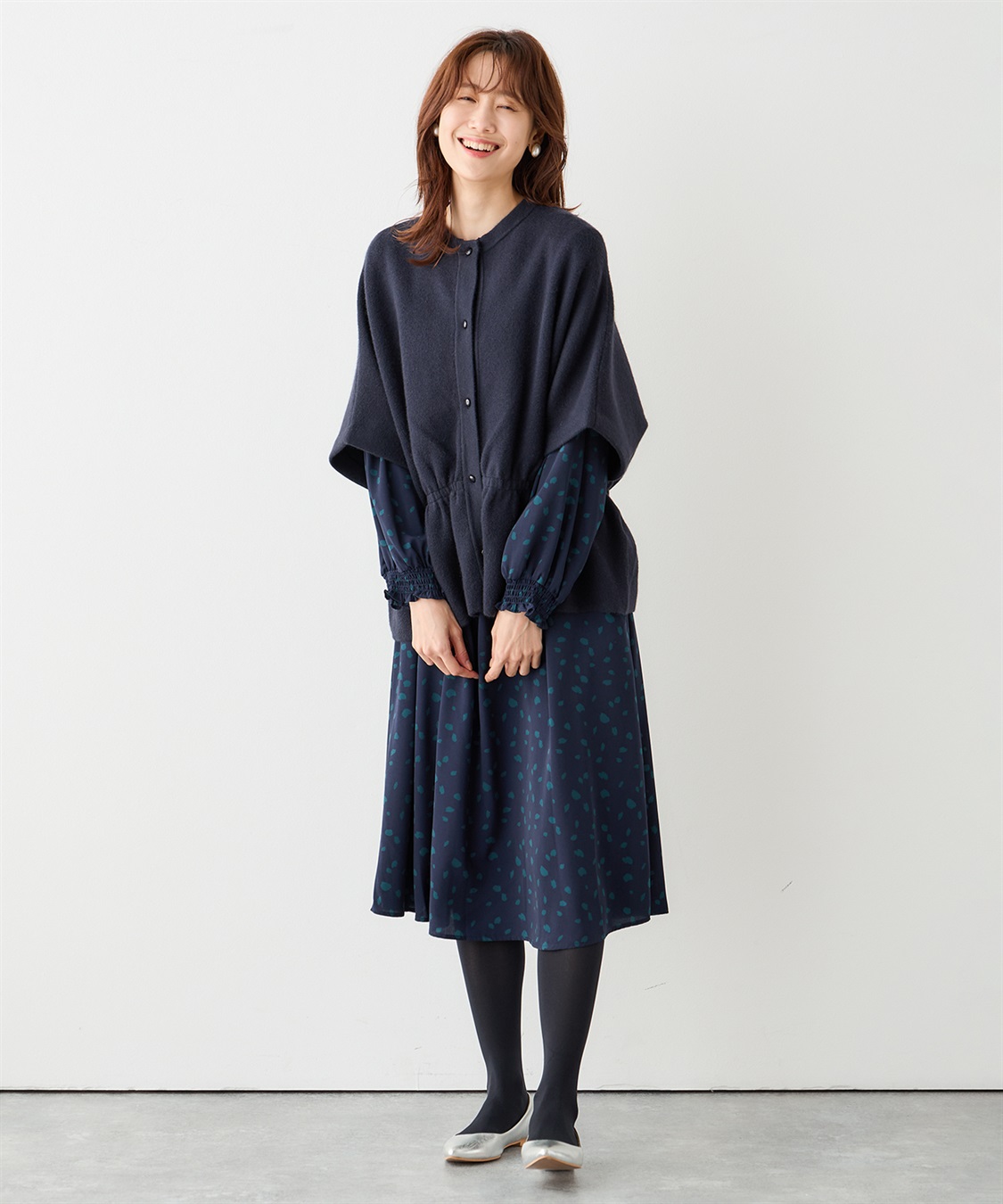 バーバリーブルーレーベル ニット ポンチョ ネイビー 38 ☆BURBERRY