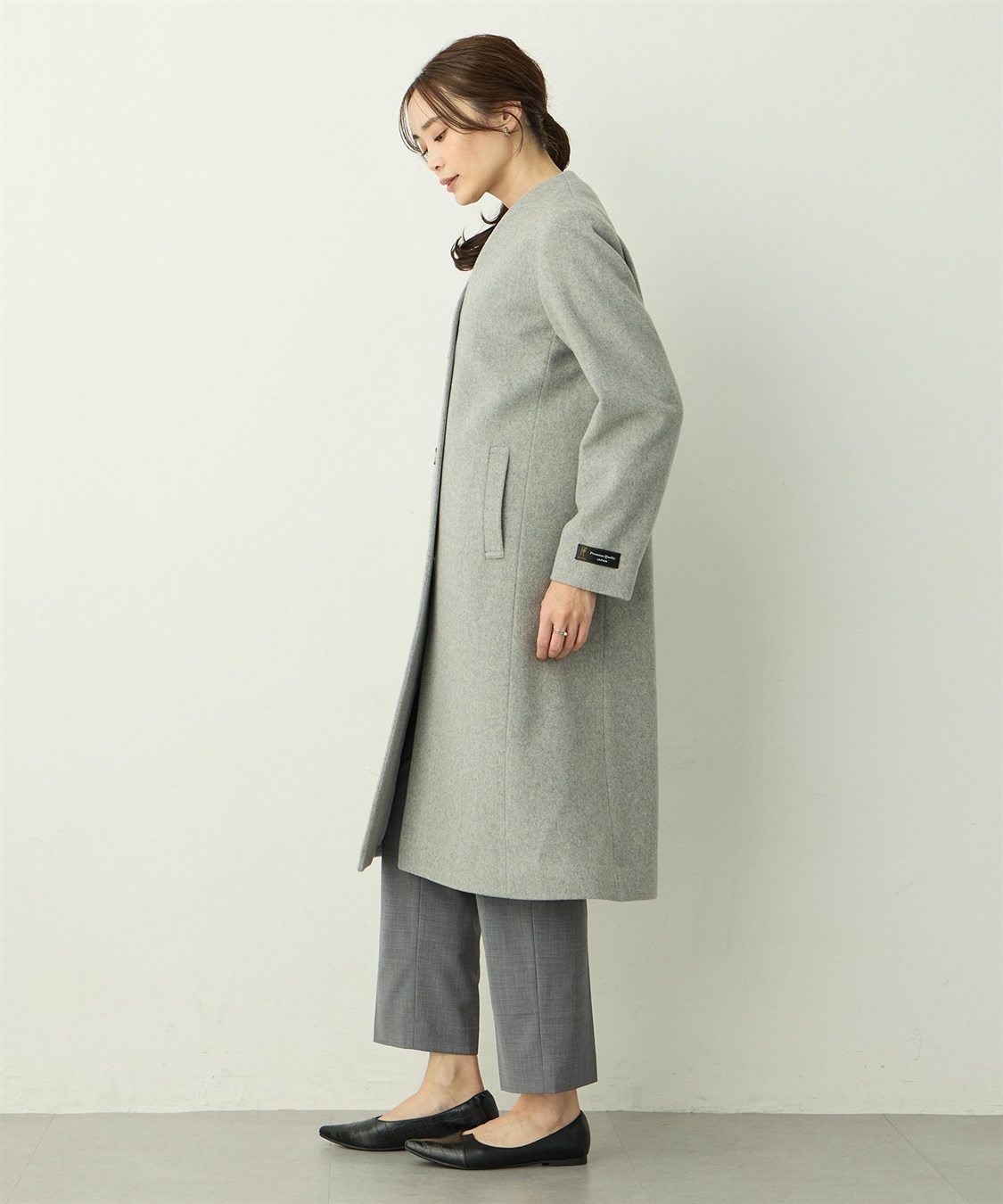 尾州ウール】Vカラーウールロングコート【ファーストライン】 A/C