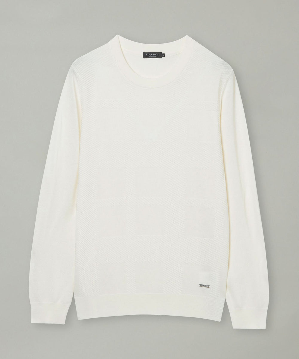 シャドーチェッククルーネックニット（ニットウェア）｜BLACK LABEL