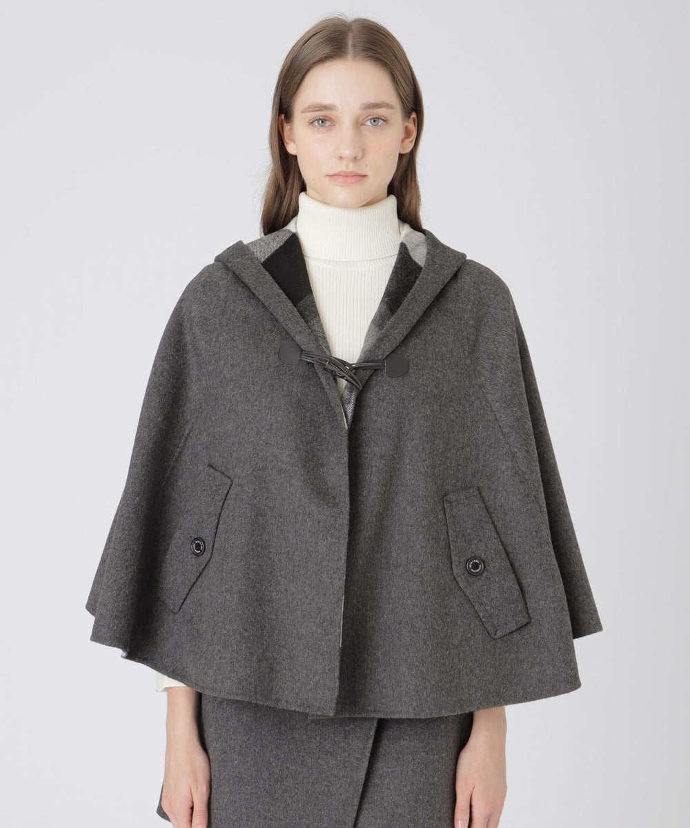 取扱店舗限定】クレストブリッジチェックリバーポリウールケープコート