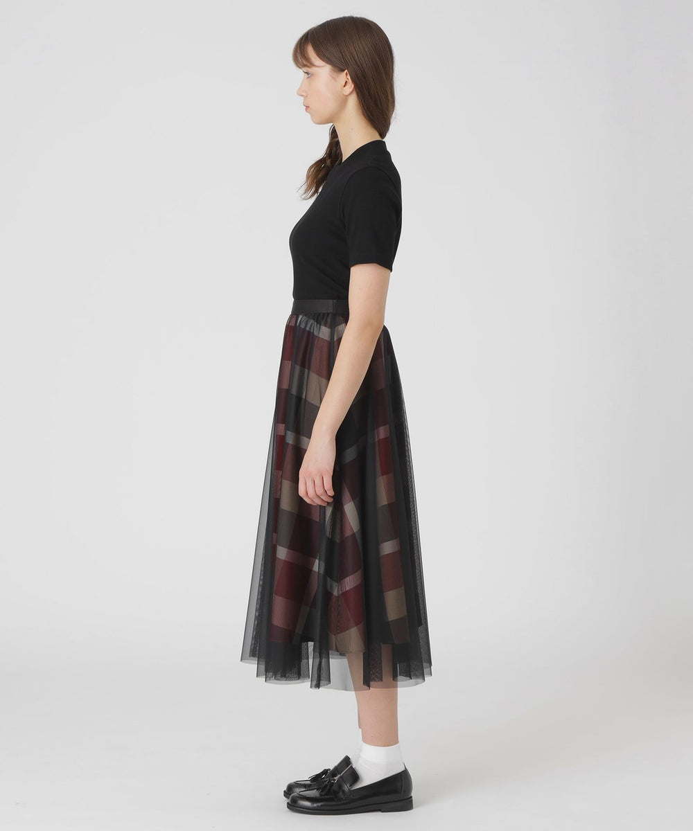 クレストブリッジチェックライトクロッシングチュールスカート