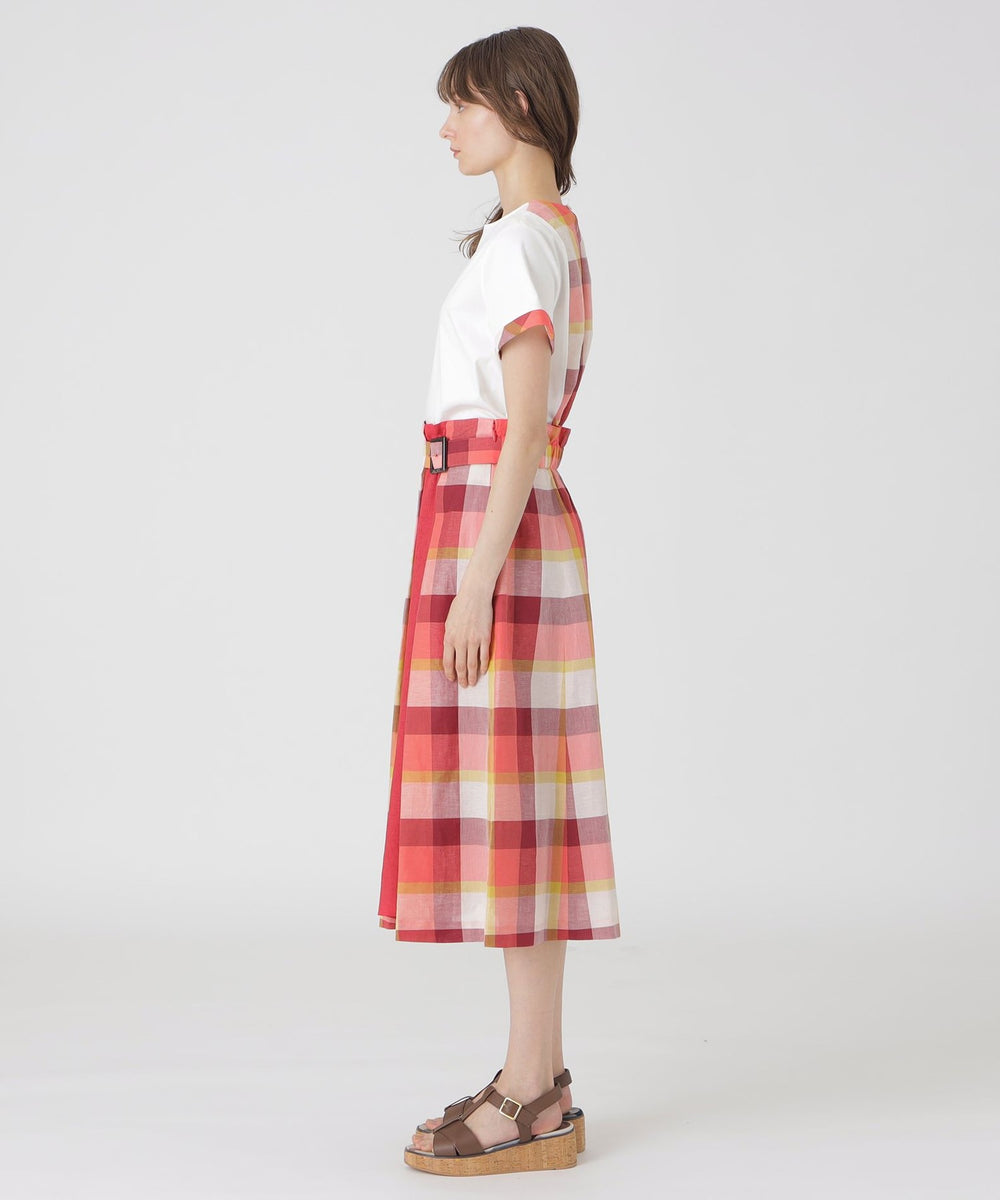 クレストブリッジチェックサイドベルトフレアスカート（スカート