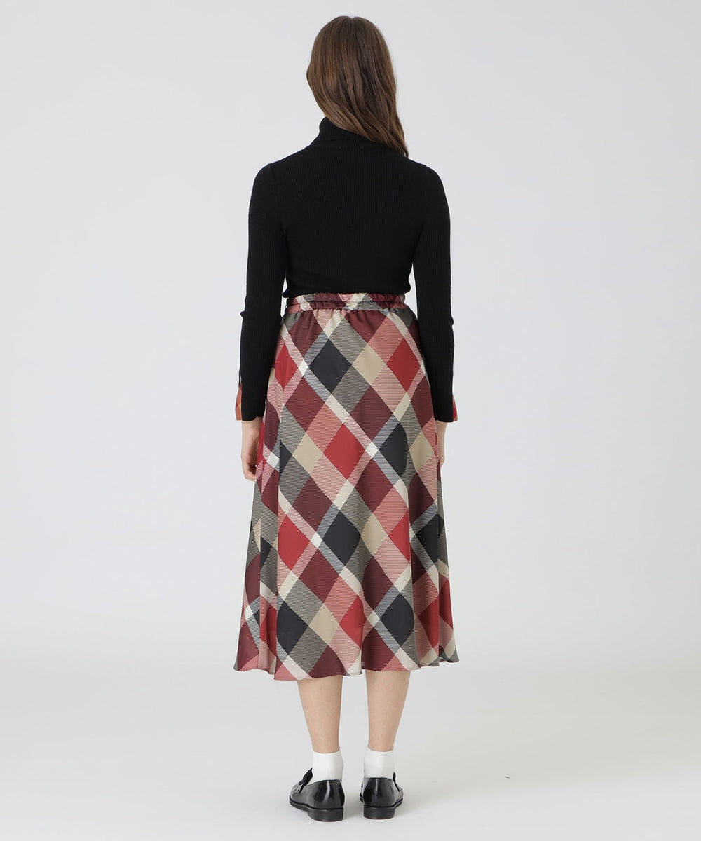 取扱店舗限定】クレストブリッジチェックサテンプリントスカート