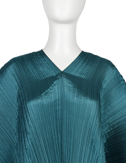Pleats Please by Issey Miyake Teal Dramatic Madame T Wrap Cape