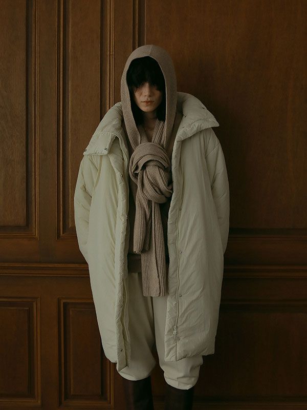 ETRE TOKYO - フーディーニットストール - BEIGE | ADDICT WEB SHOP