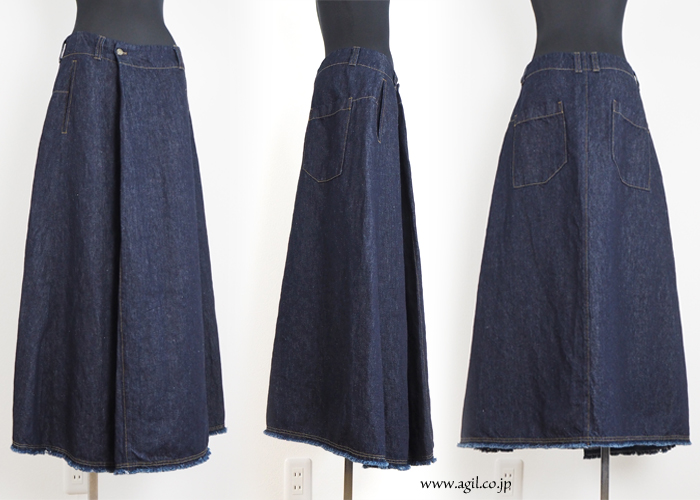 デニムスカート SYNANOGUES 53 シナノーグ Aライン コットンリネン
