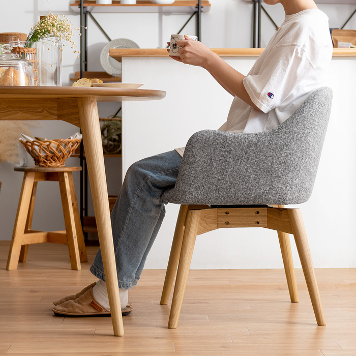 4人用 ウッドダイニング Calma(カルマ)円形テーブル&回転式チェア5点