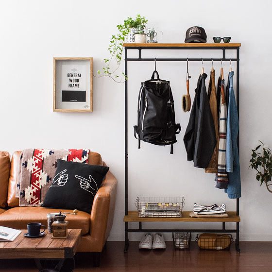 ヴィンテージウッドハンガーラック Lewis〔ルイス〕60cm幅スリムタイプ