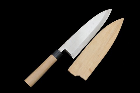 尚台刃物 柳刃包丁 一尺半 316mm 上霞 青鋼 水牛朴栗型柄 白鞘付 O791