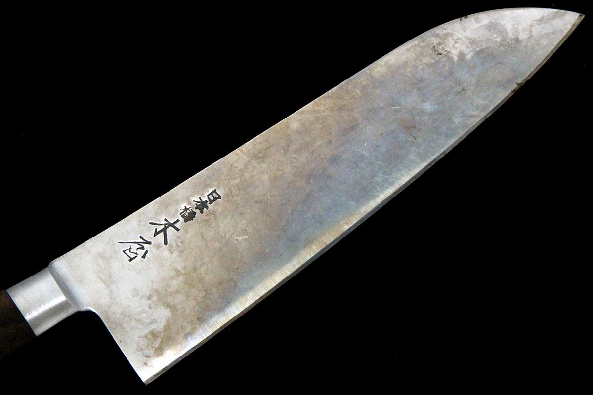 日本橋 特選 梅治作 鎌型包丁 180mm 武生V1号鋼 桐箱付 λA5622-2L2B