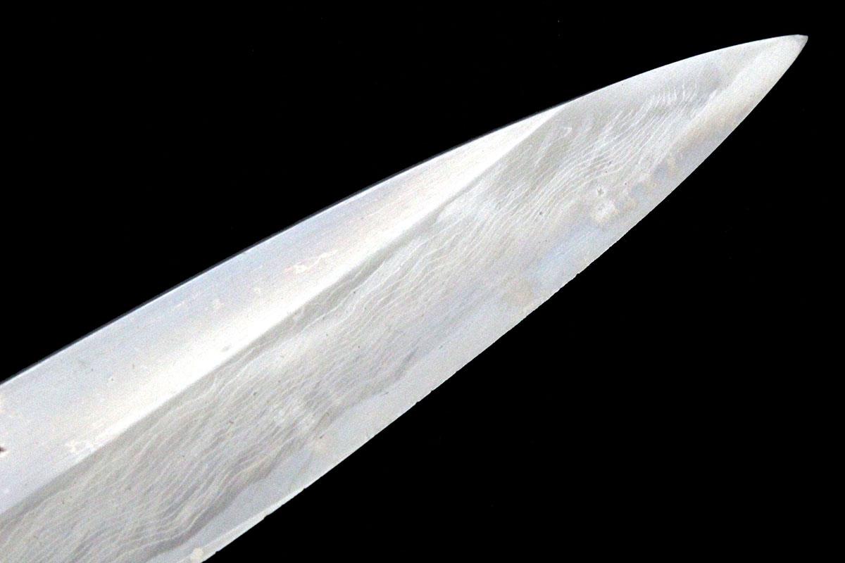 重房 柳刃包丁 尺一 墨流し 鍛地 朴柄 白鞘・桐箱付 KN02-A10986-2L4