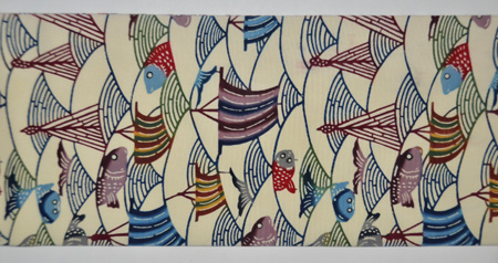 紅型魚文様白地名古屋帯