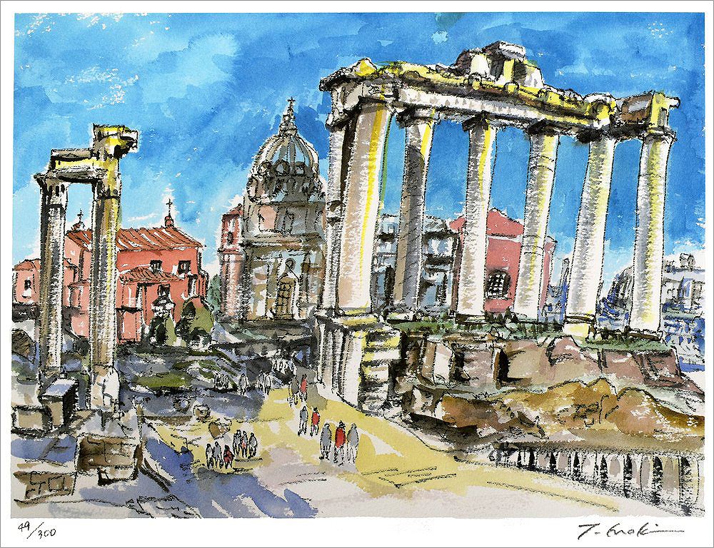 榎木孝明 絵画(版画/リトグラフ) 紺碧の空に（フォロ・ロマーノ/ローマ