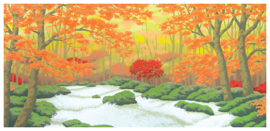 国武久巳 絵画(版画/シルクスクリーン) 秋の奥入瀬 3615|アート