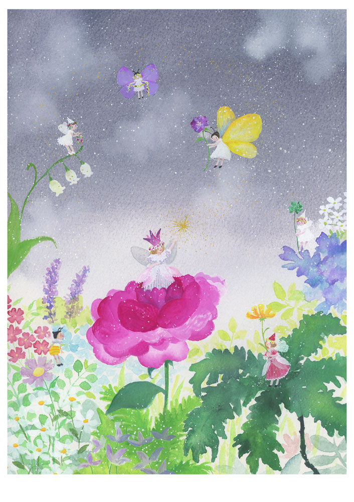 横山真弥 絵画(版画/アーカイバル) お庭の妖精|アート＆フレーム|絵と