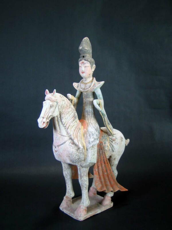 中国美術 三彩 女人 俑 高39.5cm(LC329) 中国美術 三彩 女人 俑 高39.5