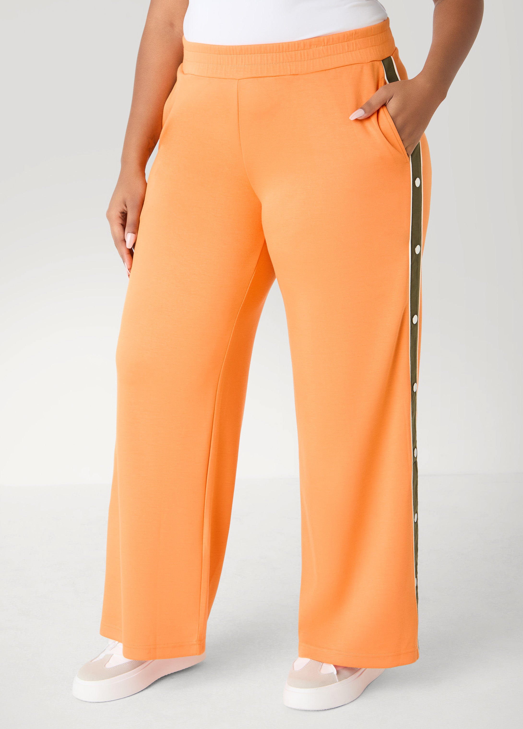 Snap Detailed Jersey Track Pants – Ashley Stewart