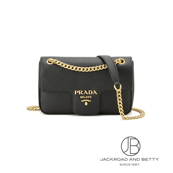 サフィアーノレザー ショルダーバッグ ブラック 黒[1BD193 2B1N F0002