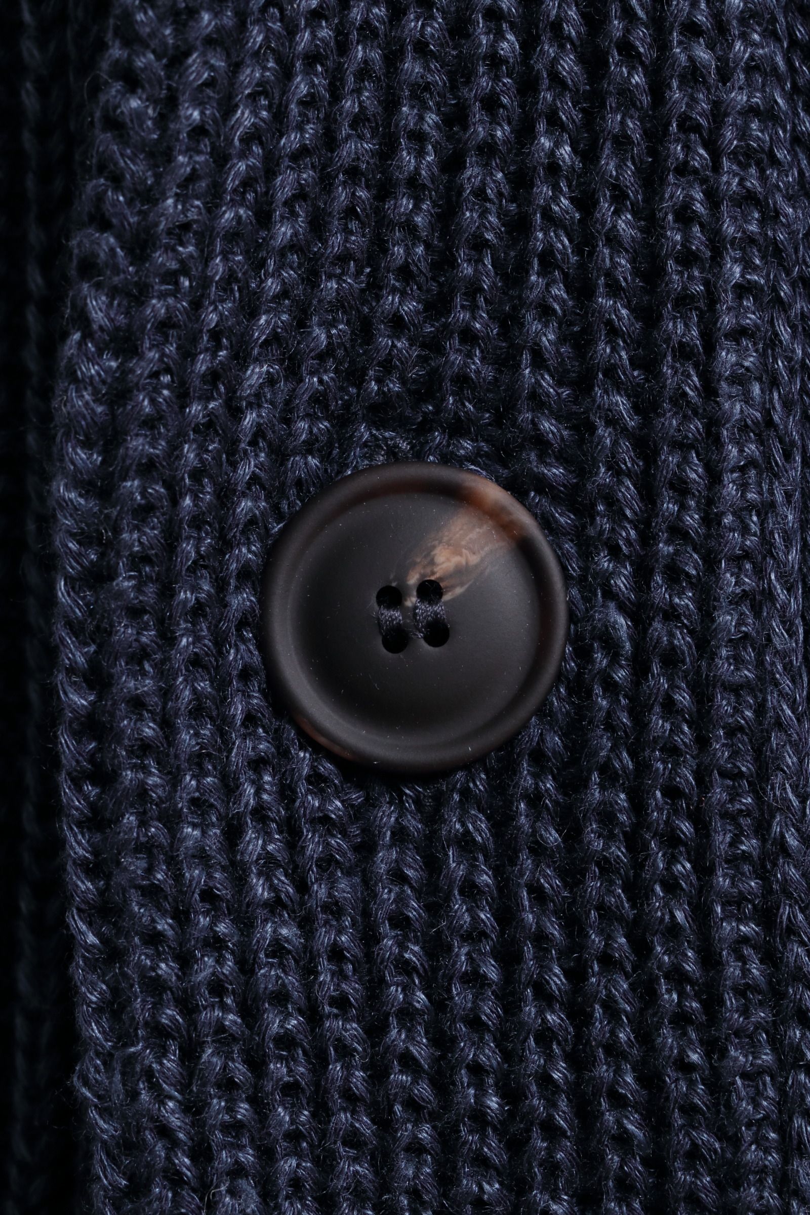 Gran Sasso - リネン コットン あぜ編み ショールカラー カーディガン