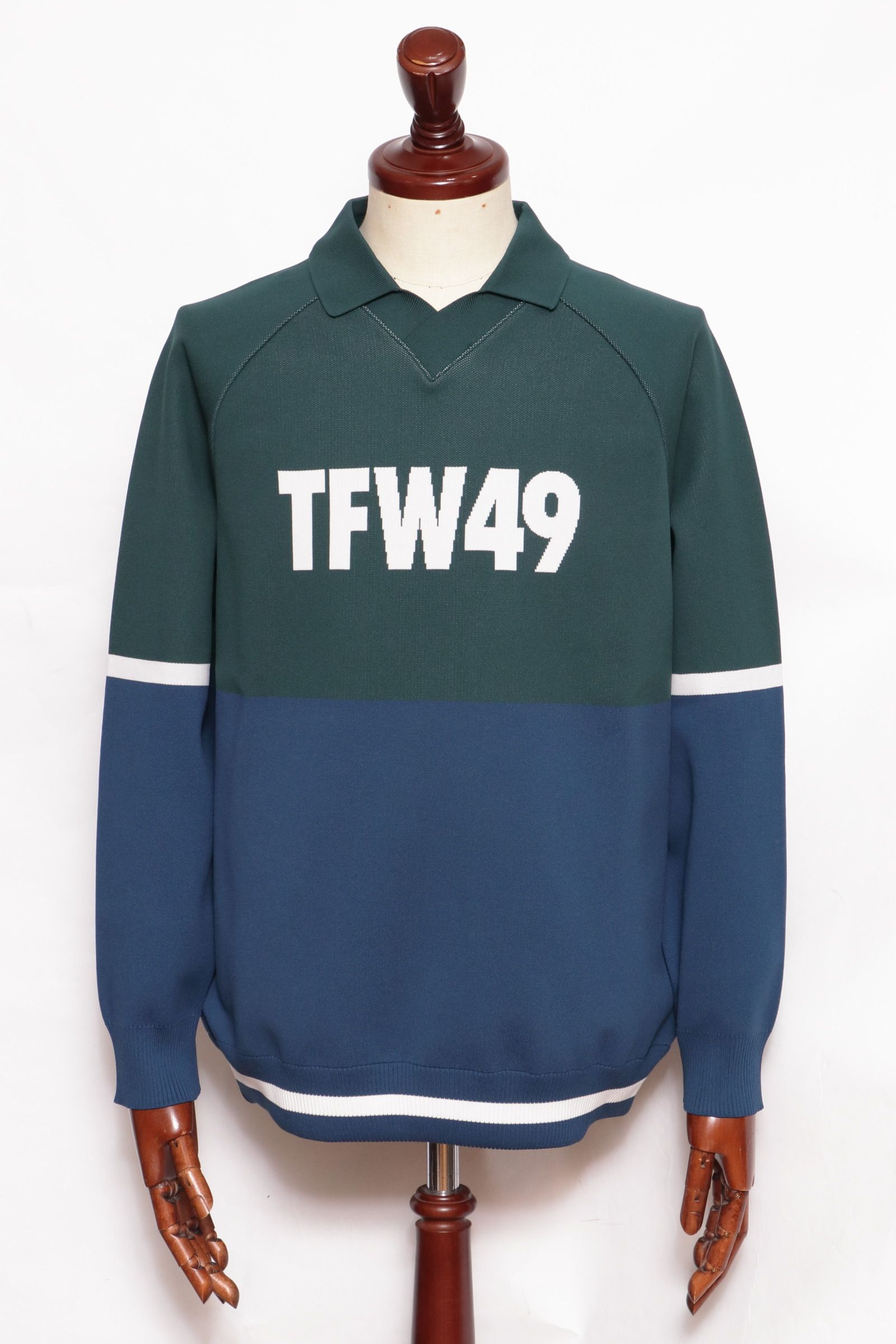 TFW49 長袖ポロセーター Mサイズ ネイビー