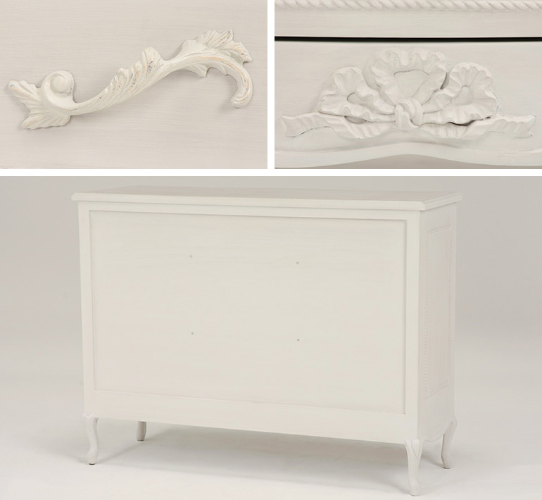 ハンプトンI サイドボード(アンティークホワイト) 幅120 | ロココ調