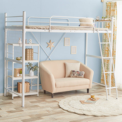 高さを調節して空間を自由にアレンジ ロフトパイプベッド (シングル)の