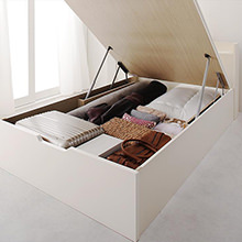 布団が干せて快適 国産頑丈すのこ跳ね上げ式大容量収納ベッド