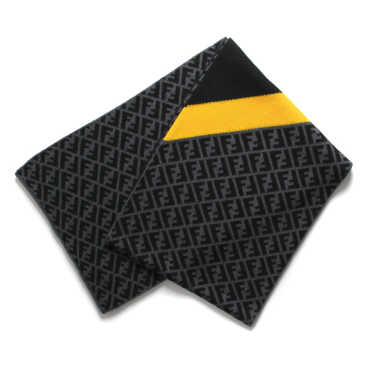 フェンディ マフラー メンズ ズッカ ストライプ グレー&ブラック