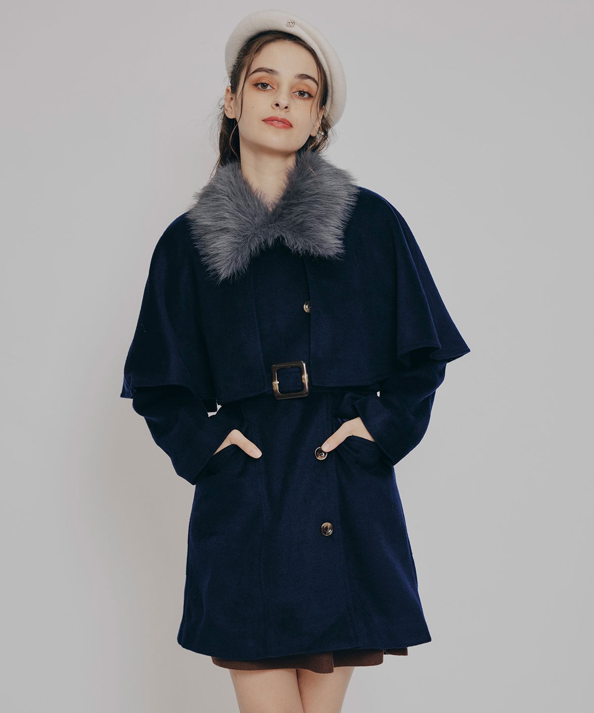 マルチWAYケープファーショートコート(S ホワイト): REDYAZEL｜公式