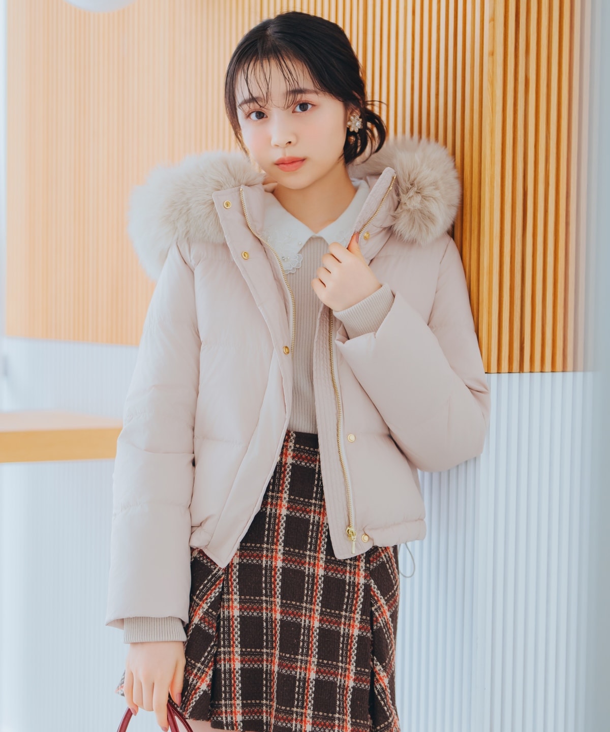 FOXファー付きショートダウン