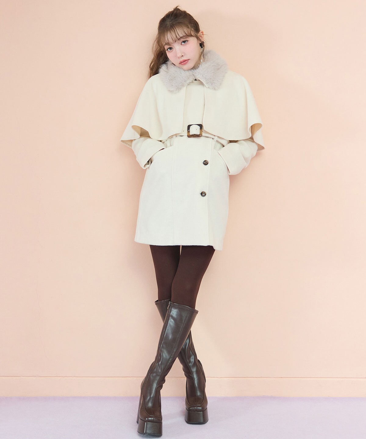 マルチWAYケープファーショートコート(S ホワイト): REDYAZEL｜公式